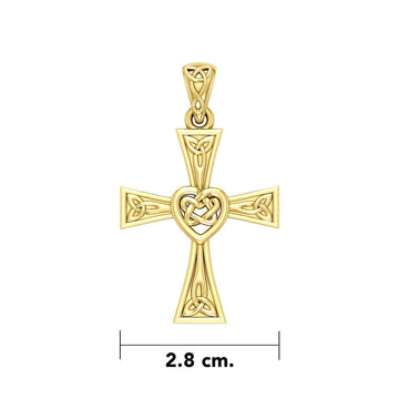 Celtic Cross with Heart 14K Solid Gold Pendant GPD5973 - Jewelry